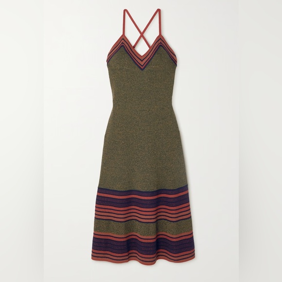 NWT Wales Bonner Fusion striped wool-blend knit green dress - Picture 3 of 9